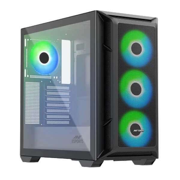 Ant Esports 611 Air ARGB (ATX) Mid Tower Cabinet (Black) - Green Apple Compunet