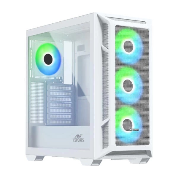 Ant Esports 611 Air ARGB (ATX) Mid Tower Cabinet (White) - Green Apple Compunet