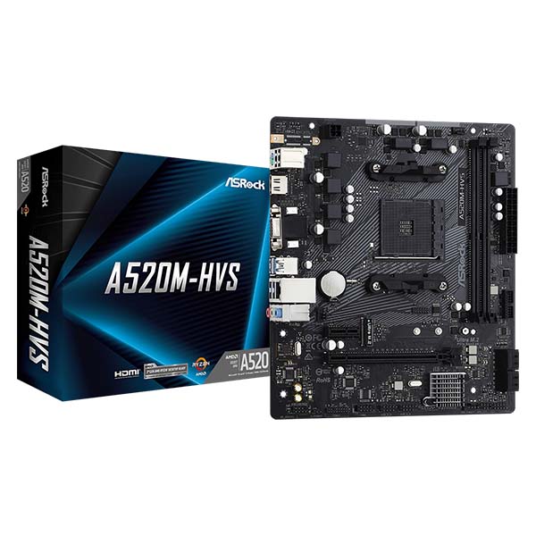 ASRock A520M-HVS AM4 AMD Micro ATX AMD Motherboard - Green Apple Compunet