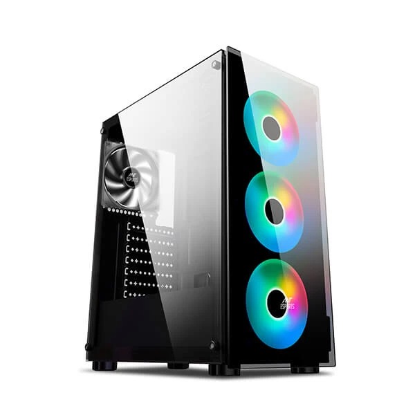 Ant Esports ICE-311GT RGB (ATX) Mid Tower Cabinet (Black) - Green Apple Compunet