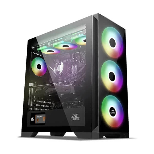 Ant Esports ICE-590TG ARGB (E-ATX) Mid Tower Cabinet (Black) - Green Apple Compunet