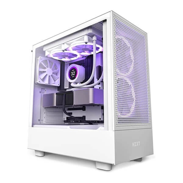 NZXT H5 Flow (E-ATX) Mid Tower Cabinet (White) - Green Apple Compunet