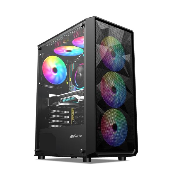 Ant Value VM41 ATX Mid-Tower Computer Case Gaming Cabinet (Black) - Green Apple Compunet