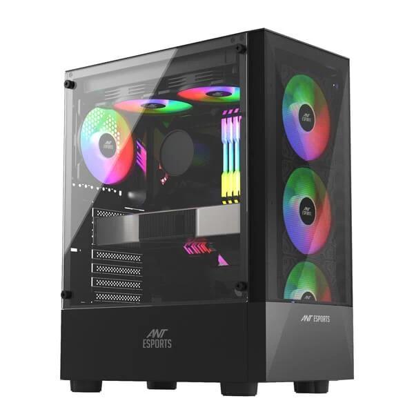 Ant Esports ICE-100 Auto RGB (ATX) Mid Tower Cabinet (Black) - Green Apple Compunet