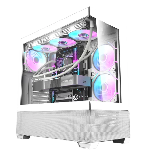 Circle Defender ZX3 Mid-Tower Computer Case Gaming Cabinet - White - Green Apple Compunet