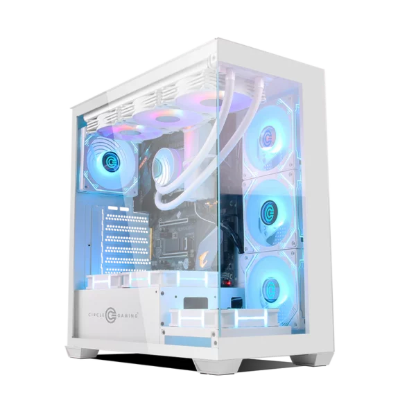 Circle Defender ZX1 Mid- Tower Computer Case Gaming Cabinet - White - Green Apple Compunet