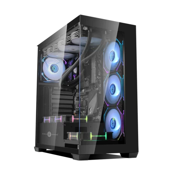 Circle Defender ZX1 Mid- Tower Computer Case Gaming Cabinet - Black - Green Apple Compunet