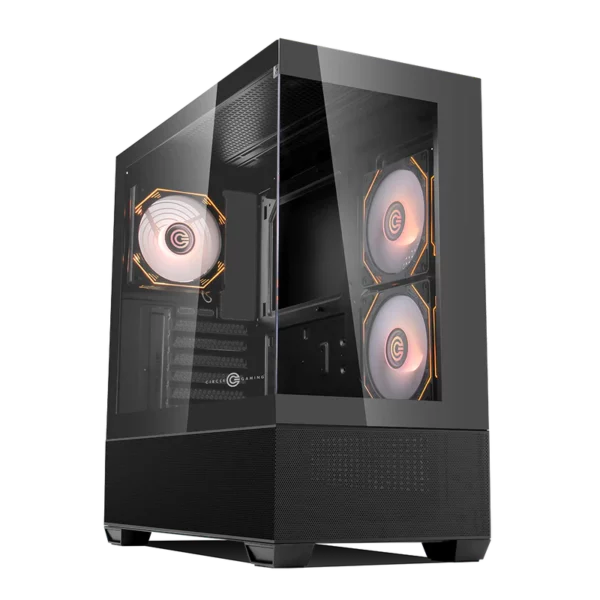 Circle Defender ZX3 Mid-Tower Computer Case Gaming Cabinet - Black - Green Apple Compunet