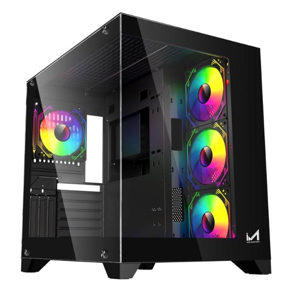 ICEMASTER Dynamite XL PRO Mid-Tower Computer Case/Gaming Cabinet – Black (7 Infinity Argb Fans) | Support EATX,ATX, Micro-ATX, Mini-ITX | Pre-Installed 3 Side Fans, 1 Rear Fan & 3 Bottom Fans (Black)