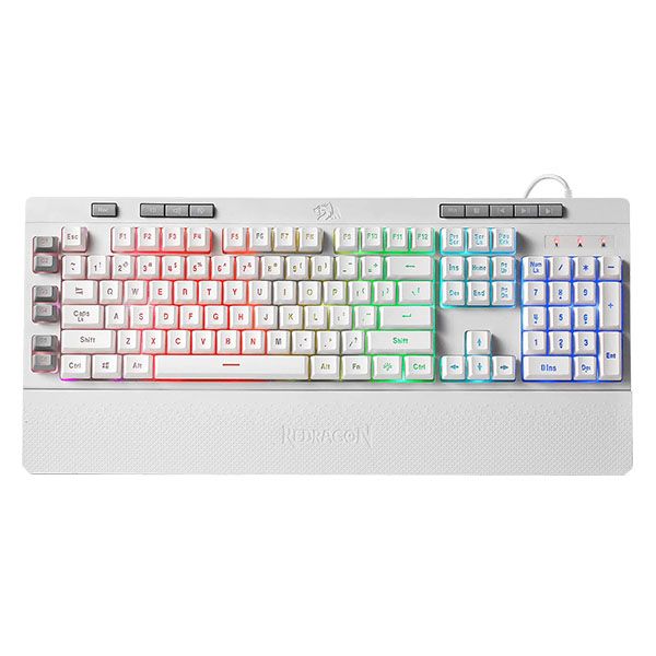 Redragon Shiva K512 White RGB Backlit Membrane Wired Gaming Keyboard - Green Apple Compunet