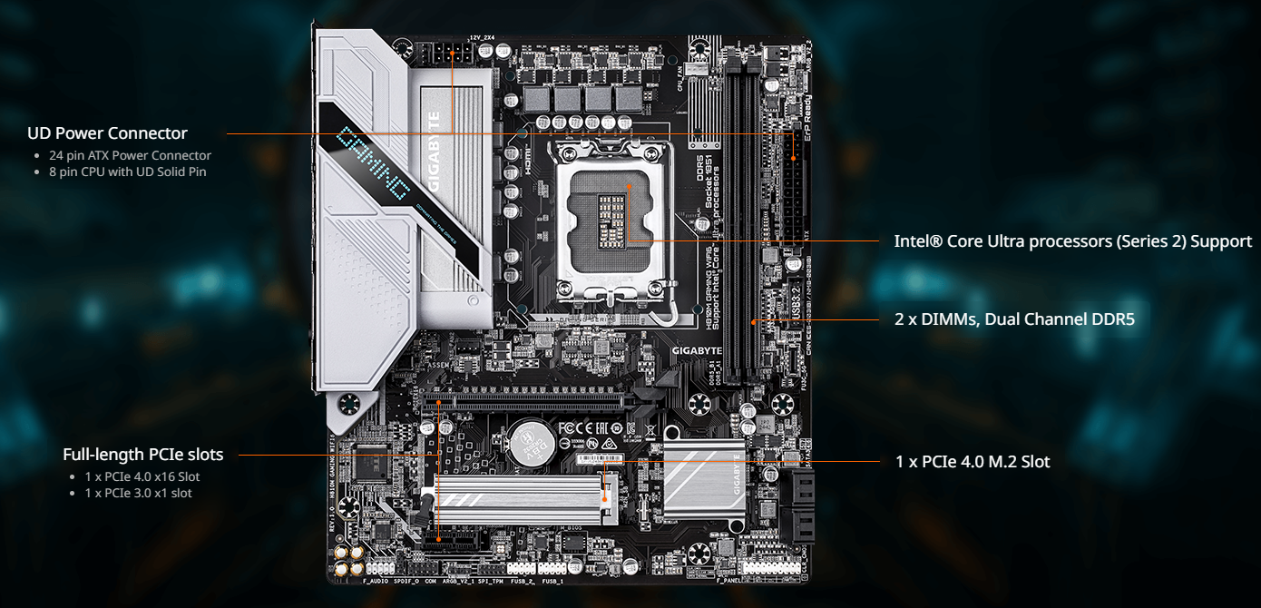 GIGABYTE H810M GAMING WIFI6 Intel Core Ultra (Series 2) LGA 1851 Motherboard - Green Apple Compunet