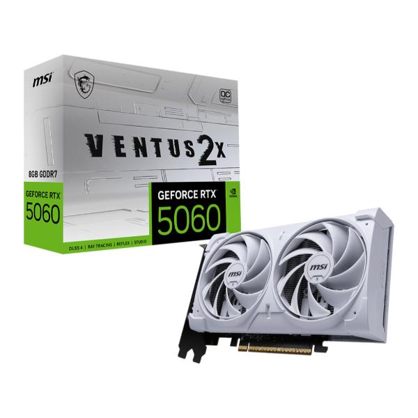 MSI RTX 5060 Ventus 2X OC White 8GB GDDR7 Graphics Card - Green Apple Compunet