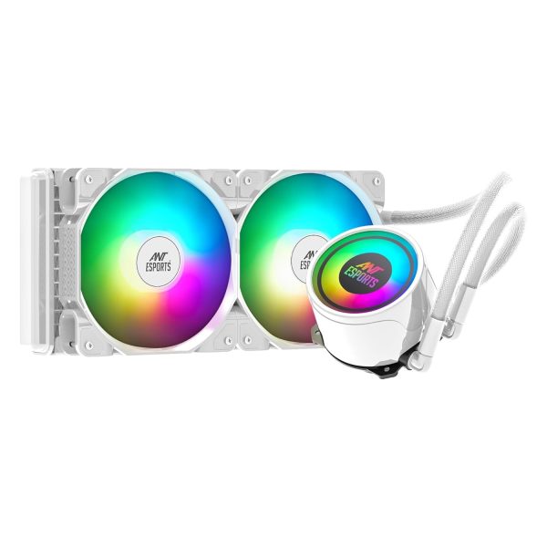 Ant Esports ICE-240 240mm Addressable RGB 2600RPM AIO I CPU Liquid Cooler (White) - Green Apple Compunet