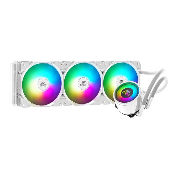 Ant Esports ICE-360 360mm Addressable RGB 2600 RPM AIO I CPU Liquid Cooler (White) - Green Apple Compunet