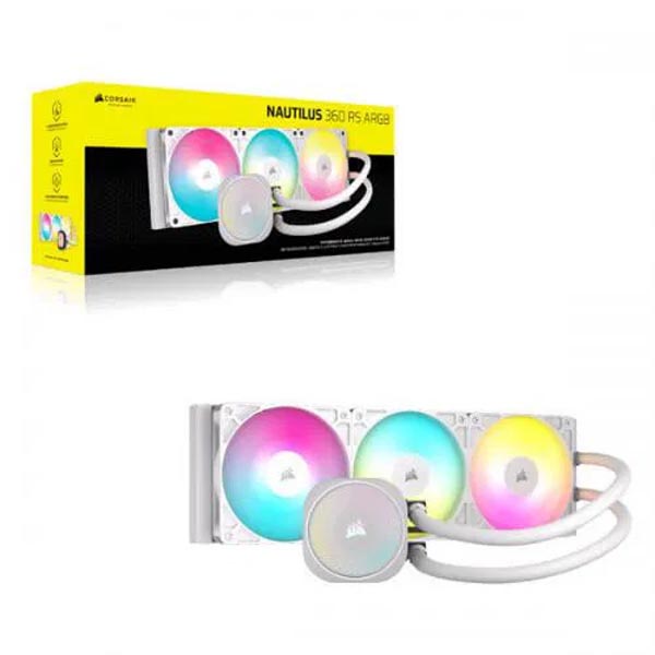 Corsair Nautilus 360 RS ARGB CPU Liquid Cooler (White) - Green Apple Compunet