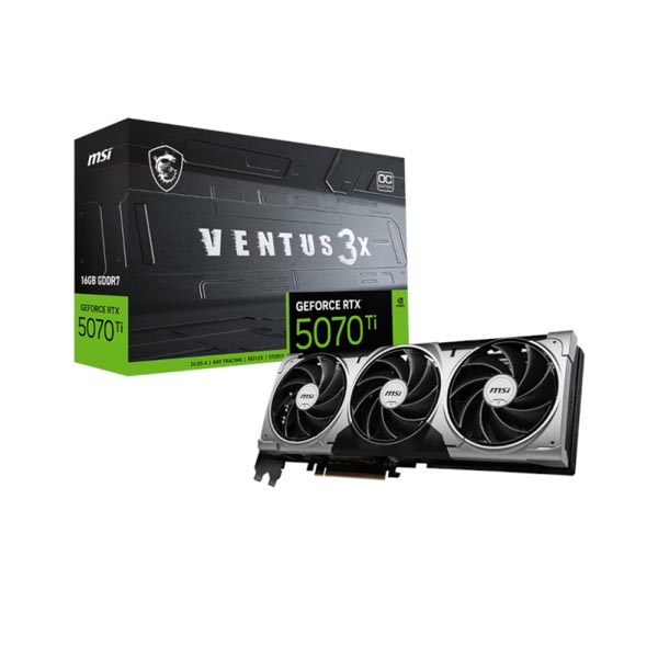 MSI GeForce RTX 5070 Ti Ventus 3X OC 16GB GDDR7 Graphics Card - Green Apple Compunet