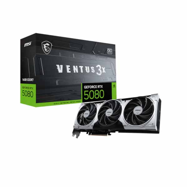 MSI GeForce RTX 5080 Ventus 3X OC Plus 16GB GDDR7 Graphics Card - Green Apple Compunet
