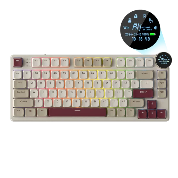 RK ROYAL KLUDGE N80 Low Profile Mechanical Keyboard Rosy Clouds Red Switch - Green Apple Compunet