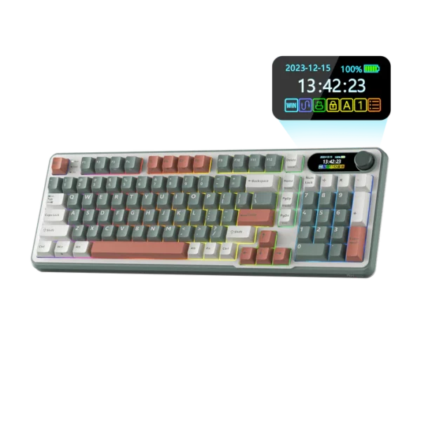 RK ROYAL KLUDGE S98 Mechanical Keyboard Camping Brown Switch - Green Apple Compunet