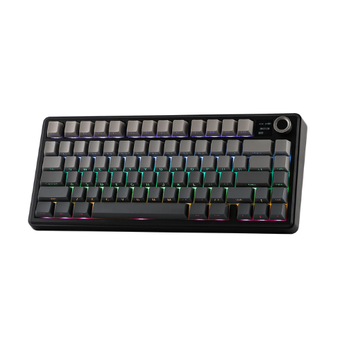 Aula F75 MAX Side-Engraved Keycaps Wireless 3 in 1 Mechanical Gaming Keyboard with Screen and Knob | Gradient Gray, Reaper Switch - Green Apple Compunet