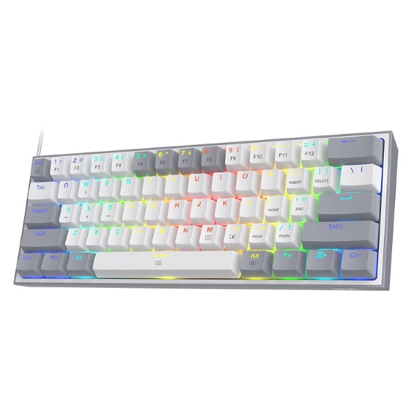 Redragon K617 Fizz- 60% WIRED MECHANICAL KEYBOARD WHITE AND GREY (RED SWITCHES) - Green Apple Compunet
