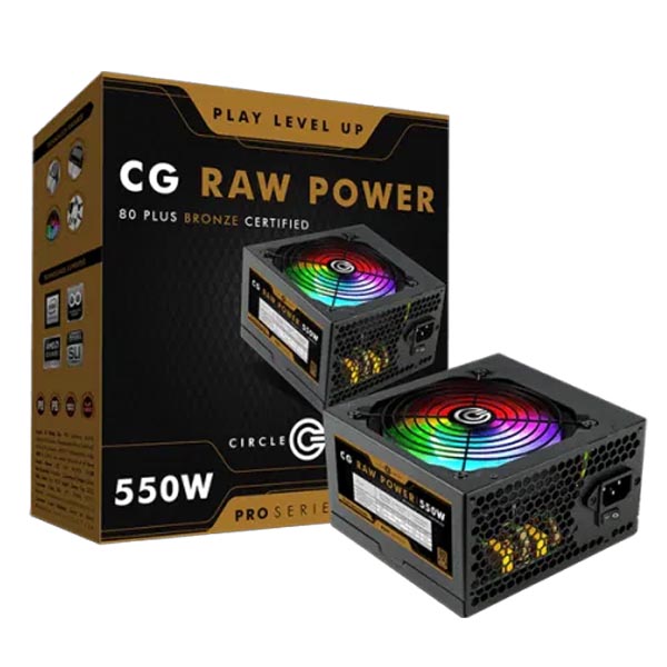 Circle CG Raw Power 550W RGB 80 Pro Plus Bronze SMPS (Black) - Green Apple Compunet