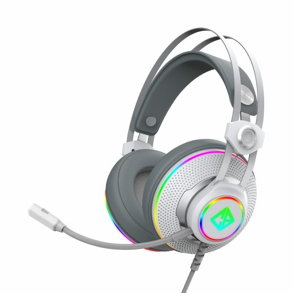 Cosmic Byte Proteus Headset Dual Input USB and 3.5mm, 7.1 Surround Sound, RGB LED, ENC Microphone, Memory Foam Earcushions, Windows Software (White) - Green Apple Compunet