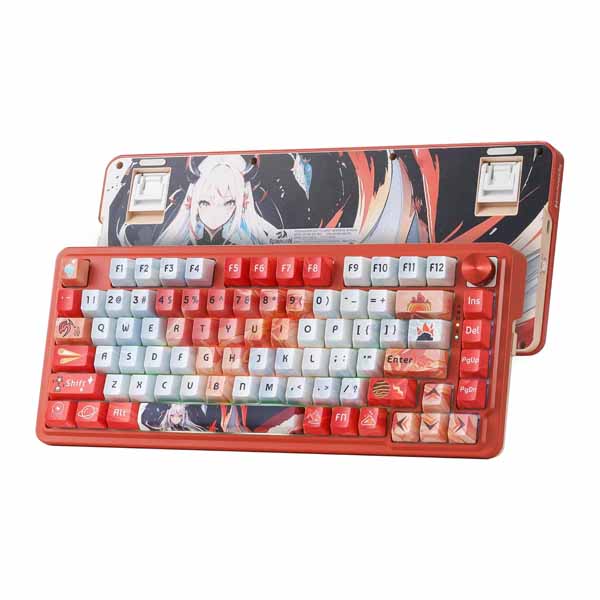 Ucal Pro K673 Pro - 75% Wired+2.4Ghz+BT Mechanical Keyboard Anime Theme (Custom Hi-Fi Linear Switch) - Green Apple Compunet