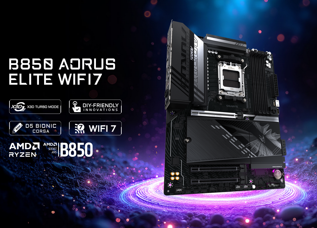 GIGABYTE B850 Aorus Elite Wifi7 DDR5 AMD Motherboard - Green Apple Compunet
