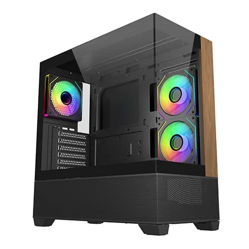Cooler Master Elite 690 Wood ARGB ATX Mid Tower Case - Green Apple Compunet