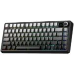 Aula F75 MAX Side-Engraved Keycaps Wireless 3 in 1 Mechanical Gaming Keyboard with Screen and Knob, for PC/Mac/Linux | Gradient Gray, Reaper Switch - F75MaxGrR
