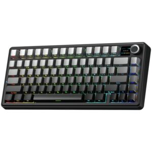 Aula F75 MAX Side-Engraved Keycaps Wireless 3 in 1 Mechanical Gaming Keyboard with Screen and Knob, for PC/Mac/Linux | Gradient Gray, Reaper Switch (F75MaxGrR</span>