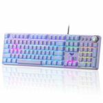 AULA F2088Pro Full Size USB Wired Mechanical Gaming Keyboard with Media Knob | Purple, Red Switches