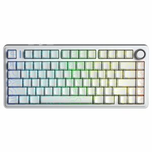 AULA F75 75% Side Engraved Tri Mode TKL 80 Keys Wireless Mechanical Gaming Keyboard With Knob | White Contour – Star Vector Switches - F75WCS