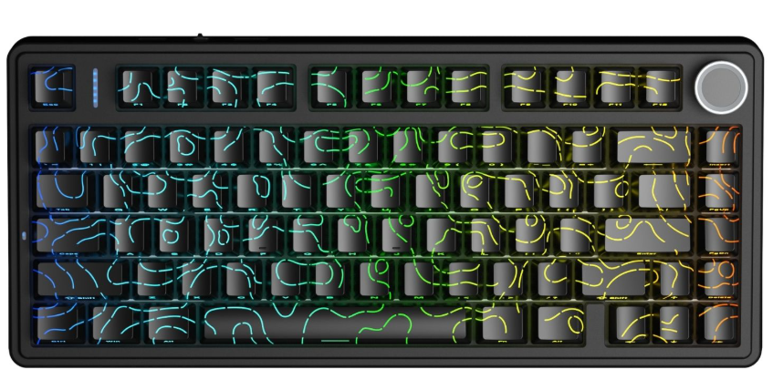 AULA F75 75% Side Engraved Tri Mode TKL 80 Keys Wireless Mechanical Gaming Keyboard With Knob | Black Contour – Star Vector Switches (F75BCS) - Green Apple Compunet