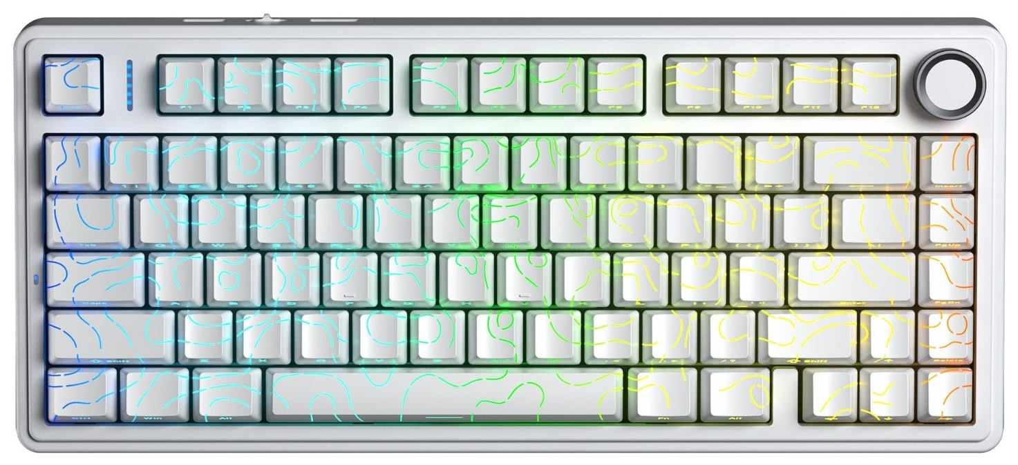 AULA F75 75% Side Engraved Tri Mode TKL 80 Keys Wireless Mechanical Gaming Keyboard With Knob | White Contour – Star Vector Switches - F75WCS - Green Apple Compunet