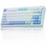 AULA F75 75% Wireless Trio Mode Mechanical Gaming Keyboard With Knob | Sea Blue Graywood Switch - F75SUW