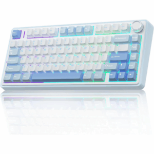 AULA F75 75% Wireless Trio Mode Mechanical Gaming Keyboard With Knob | Sea Blue Graywood Switch (F75SUW)