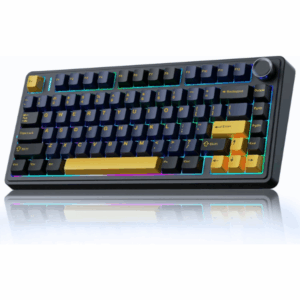 AULA F75 75% Wireless Trio Mode Mechanical Gaming Keyboard With Knob | Thunder Black Graywood Switch - F75TBW
