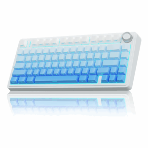 AULA F75 75% Side Engraved Keycaps Tri Mode Wireless Mechanical Gaming Keyboard With Knob | Blue Star Vector Switch - F75US