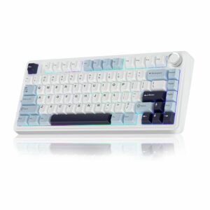 AULA F75 75% Wireless Trio Mode Mechanical Gaming Keyboard With Knob | Ice Blue Ice Vein Switch (F75IUV</span>