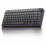 AULA F75 75% Side Engraved Keycaps Tri Mode Wireless Mechanical Gaming Keyboard With Knob | Gradient Gray Reaper Switch - F75GrR