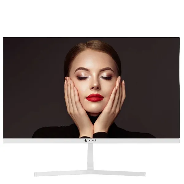 Coconut 24 Inch LED Frameless Ultra slim HD Monitor, 75Hz Refresh Rate, 1080p – White - Green Apple Compunet