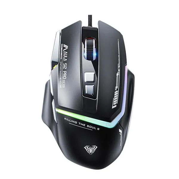 AULA S12 Pro Wired Gaming Mouse (Black) - Green Apple Compunet
