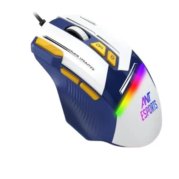 Ant Esports GM333 12800DPI RGB Wired Gaming Mouse Blue/White/Yellow - Green Apple Compunet