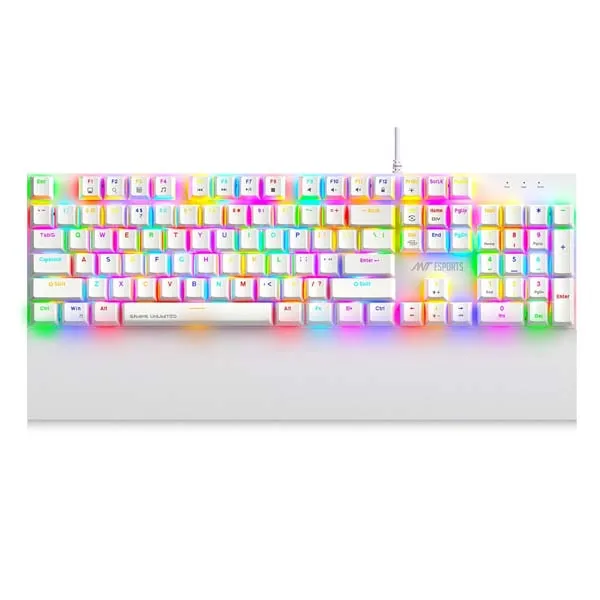 Ant Esports MK4100 RGB Mechanical Wired Gaming Keyboard Hot-Swappable Per-Key RGB Red Outemu Switches (White) - Green Apple Compunet