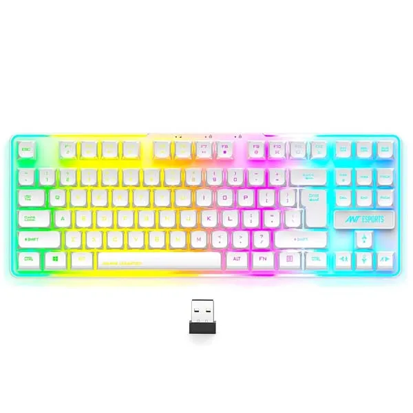 Ant Esports MK720 Pro V2 TKL RGB Wireless Keyboard (White) - Green Apple Compunet