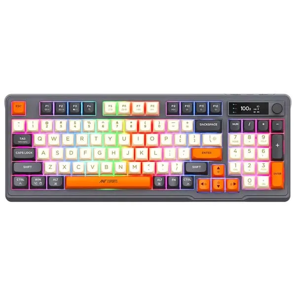 Ant Esports MK801 V2 Pro Wireless Mechanical Membrane Backlit Gaming Keyboard (Grey, Beige, Orange) - Green Apple Compunet