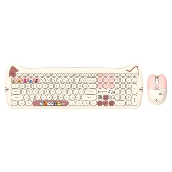 COCONUT Poppy Retro Wireless Combo, Milk Tea - Green Apple Compunet