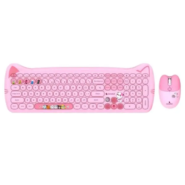 COCONUT Poppy Retro Wireless Combo, Pink - Green Apple Compunet